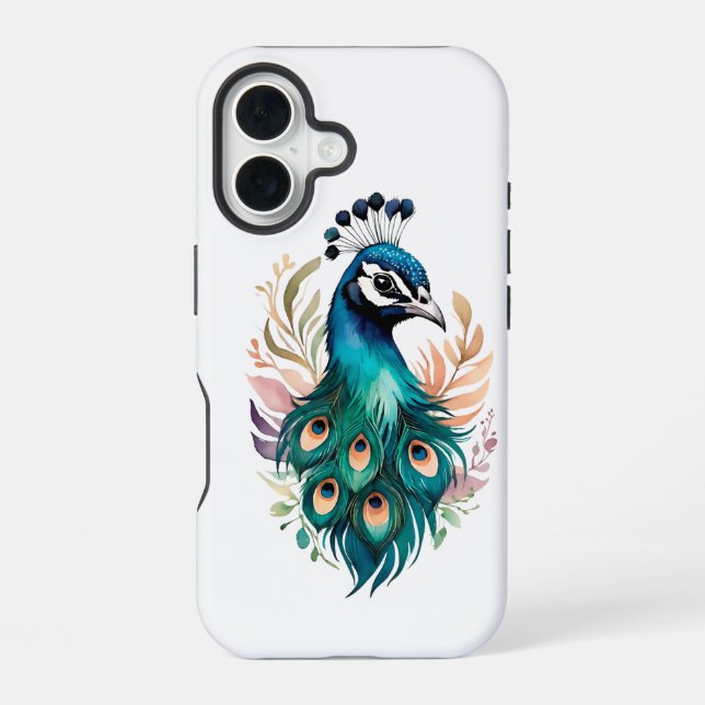 Coque iPhone 16 étui pour iPad paon (Verso)