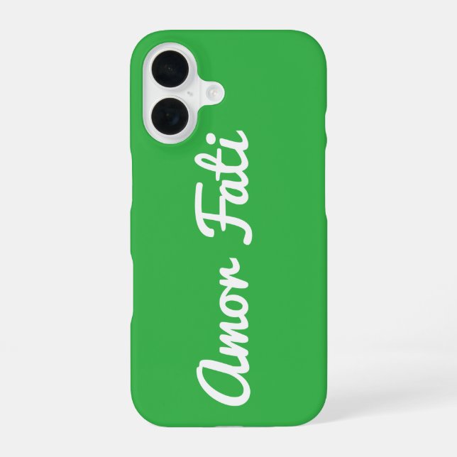 Coque iPhone 16 Étui pour iPhone 16 avec citation Amor Fati (Verso)
