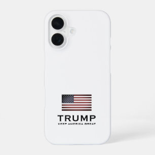 Coque iPhone 16 Étui pour iPhone 16 drapeau américain Trump. Garde