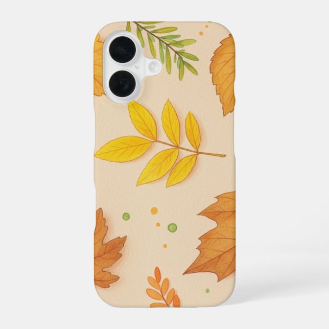 Coque iPhone 16 Étui pour iPhone 16 Feuilles d'Automne Esthétiques (Verso)