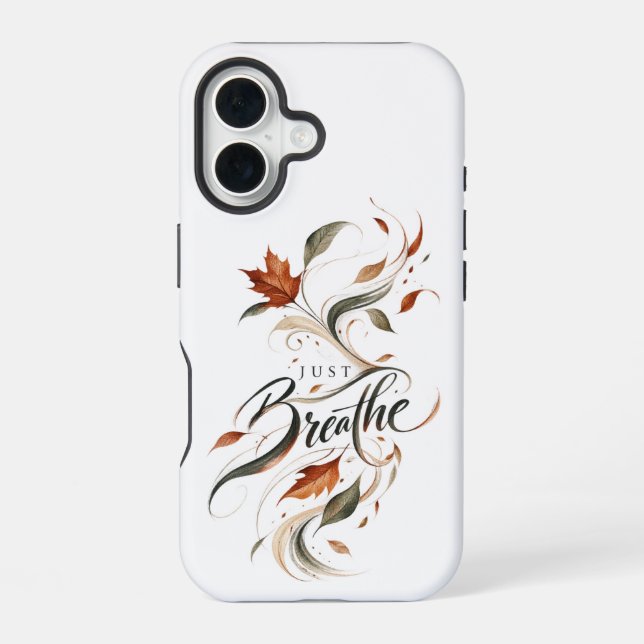 Coque iPhone 16 Étui pour iPhone 16 Just Breathe Fall Leaf (Verso)