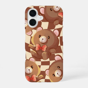 Coque iPhone 16 Étui pour iPhone 16 'Ourson à Carreaux'