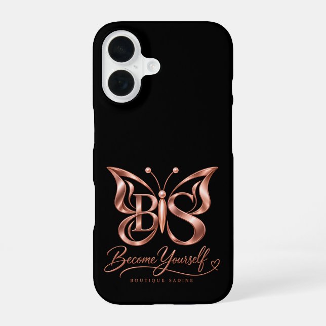 Coque iPhone 16 Étui pour iPhone 16 Papillon en Or Rose Esthétique (Verso)