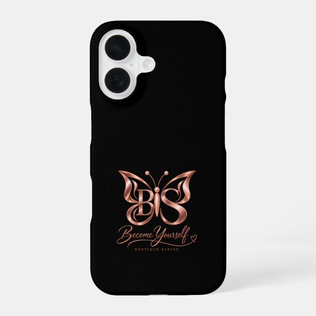 Coque iPhone 16 Étui pour iPhone 16 Papillon en Or Rose Esthétique (Verso)