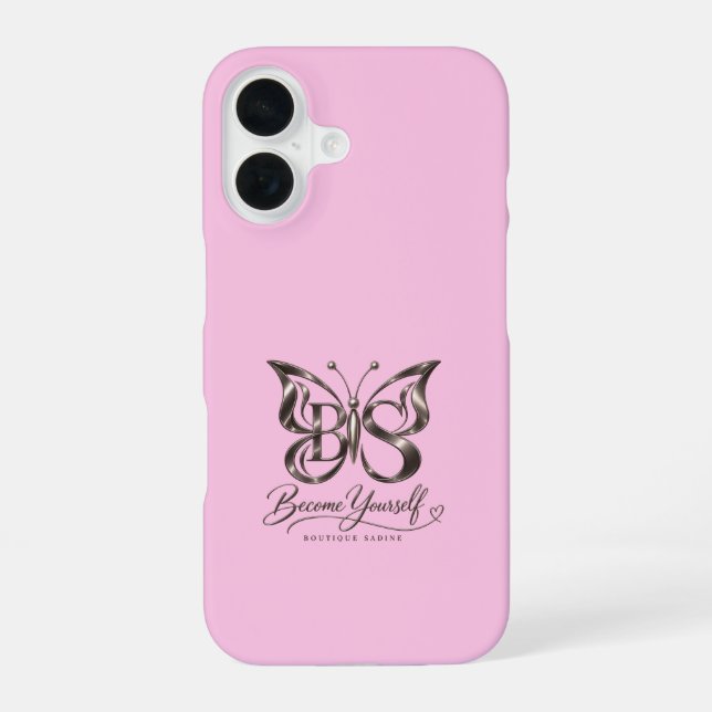 Coque iPhone 16 Étui pour iPhone 16 Papillon Rose Doré Esthétique (Verso)