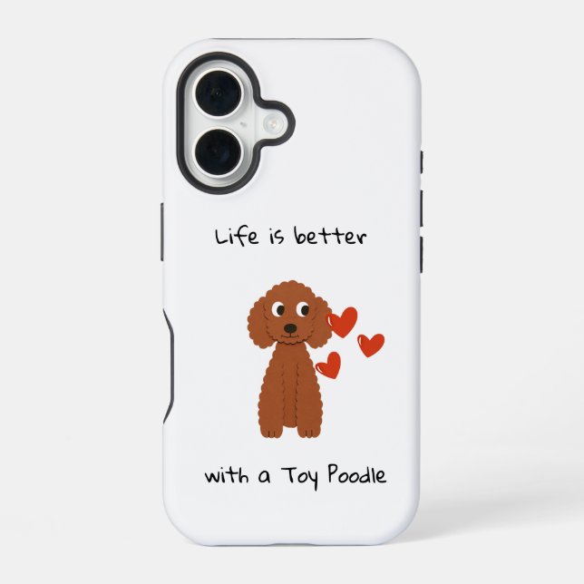 Coque iPhone 16 Étui pour iPhone 16 Poodle mignon (Verso)