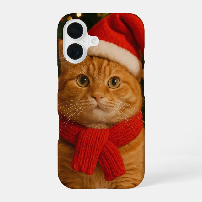 Coque iPhone 16 Étui pour iPhone 16 Santa Cat (Verso)
