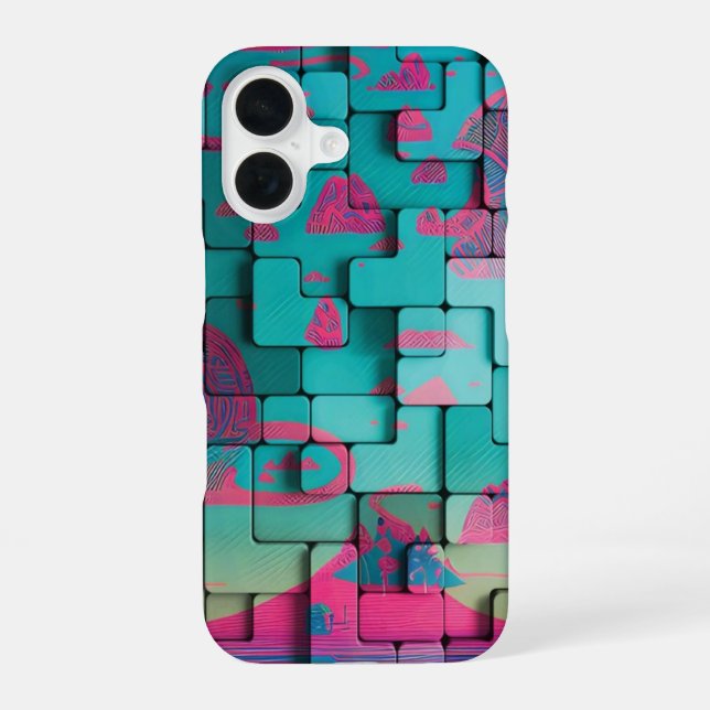 Coque iPhone 16 Étui pour iphone à abstraction géométrique néon (Verso)
