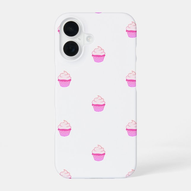 Coque iPhone 16 Étui pour iPhone mignon avec cupcake rose  (Verso)