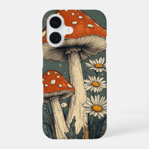 Coque iPhone 16 Étui pour téléphone Champignons Psychedéliques