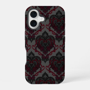 Coque iPhone 16 Étui pour téléphone en Damassé à Cœur en Dentelle