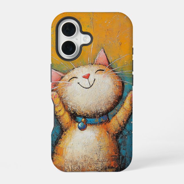Coque iPhone 16 Étui pour téléphone I6 Chat Fantaisiste (Verso)