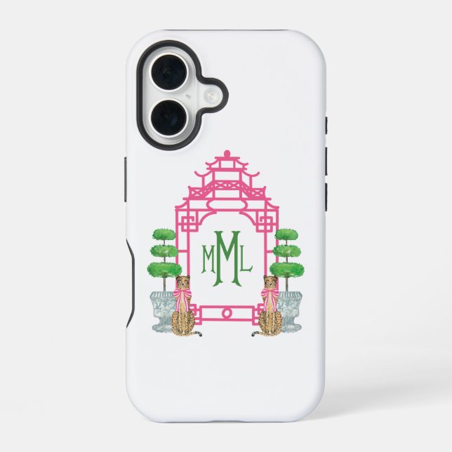 Coque iPhone 16 Étui robuste pour iPhone 16 avec monogramme de pag (Verso)