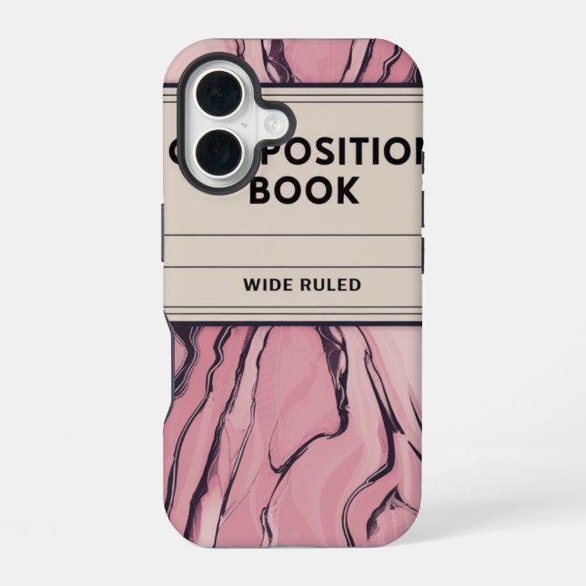 Coque iPhone 16 Étui tourbillon rose de style cahier de compositio (Verso)
