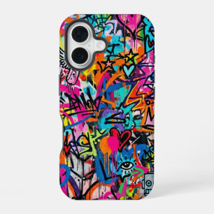 Coque iPhone 16 Étui vibrant néon graffiti pour iPhone 16