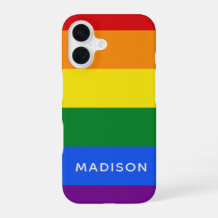 Coque iPhone 16 Étuis de téléphone à nom personnalisé Drapeau Arc-