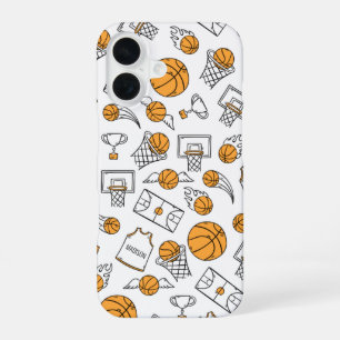Coque iPhone 16 Étuis de téléphone à nom personnalisé motif basket