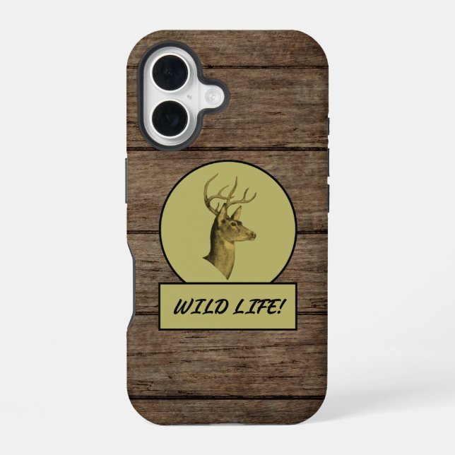 Coque iPhone 16 Étuis iPhone en bois foncé Buck Head (Verso)