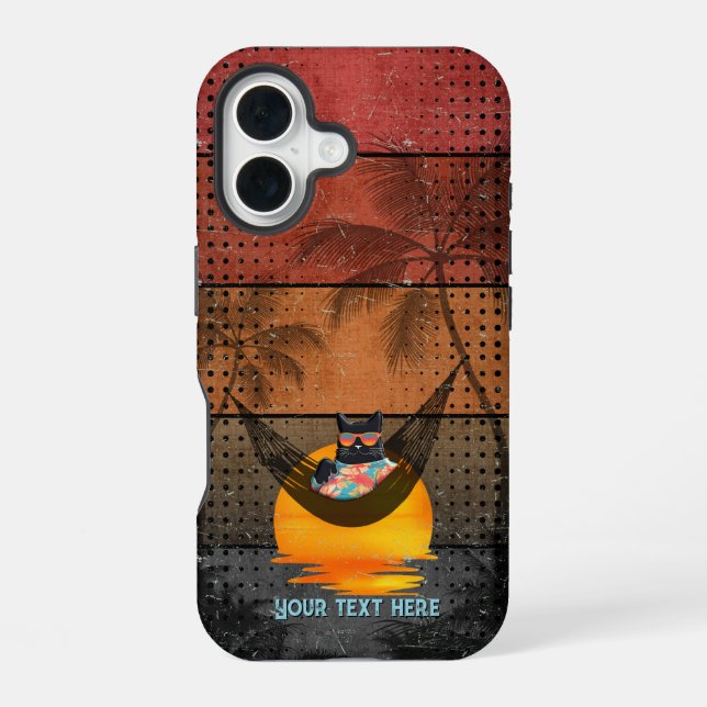 Coque iPhone 16 Évasion Tropicale du Chat Cool Rêveur (Verso)