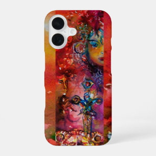 Coque iPhone 16 EXCALIBUR /REINE DE L'ÉPÉE DE MAGIE Rouge Jaune Fa