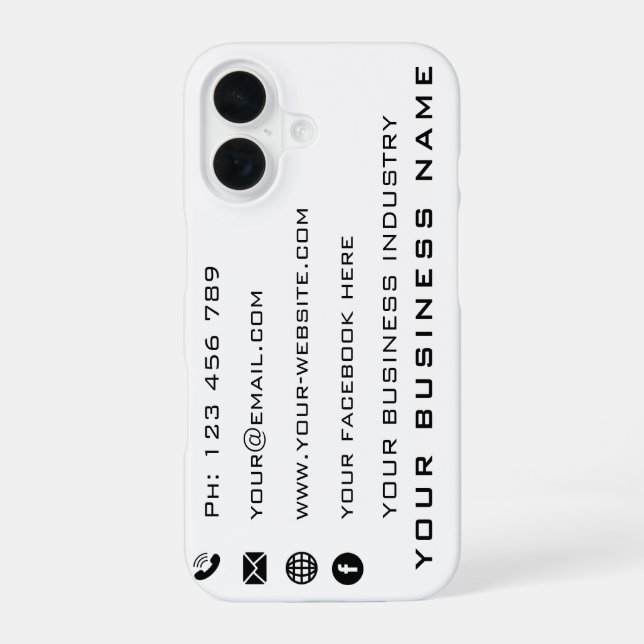 Coque iPhone 16 Exemple d'étui iPhone avec texte d'information sur (Verso)