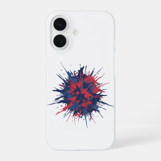 Coque iPhone 16 Explosion Bleu Rouge  (Verso)