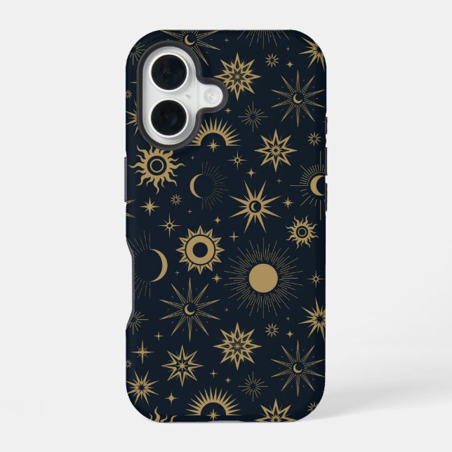 Coque iPhone 16 Explosion Céleste Dorée (Verso)