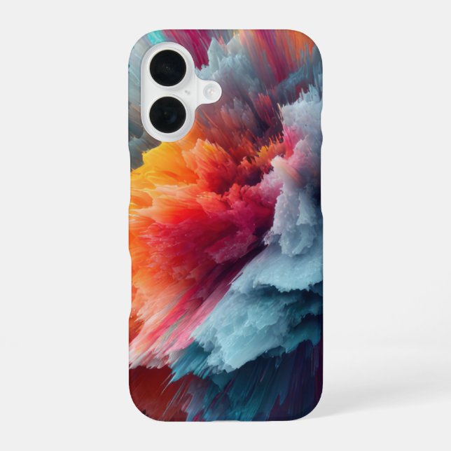 Coque iPhone 16 Explosion de couleurs abstraites moderne (Verso)