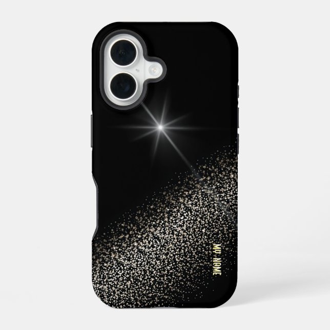 Coque iPhone 16 Explosion d'étoiles avec traînée scintillante (Verso)
