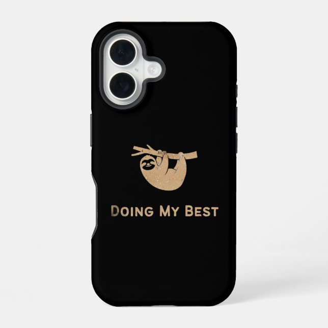 Coque iPhone 16 Faisant de mon mieux Glitter Sloth  (Verso)
