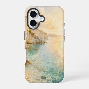 Coque iPhone 16 Falaises côtières côtières de rêve à l'aquarelle a
