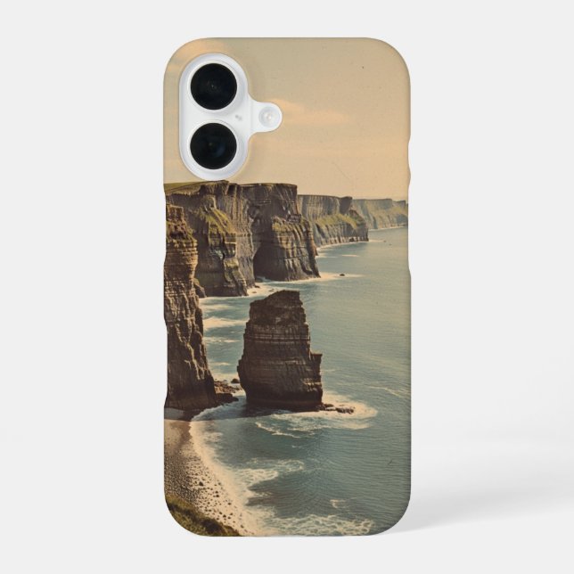 Coque iPhone 16 Falaises côtières vintage (Verso)