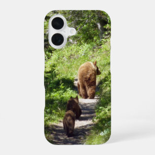 Coque iPhone 16 Famille d'ours brun