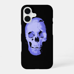 Coque iPhone 16 Fantaisie Pop Art Crâne Bleu