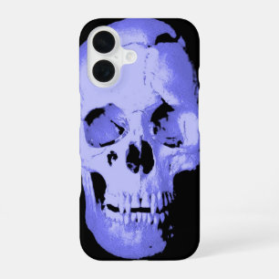 Coque iPhone 16 Fantaisie Pop Art Crâne Bleu