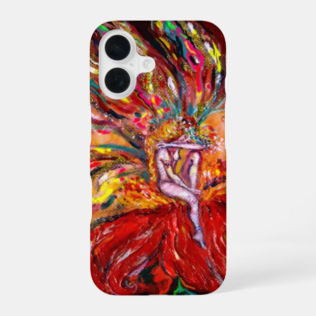 Coque iPhone 16 FÉE FLEUR ROUGE Fantaisie (Verso)