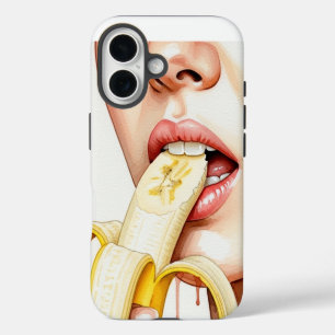 Coque iPhone 16 femme mangeant de la banane palatine