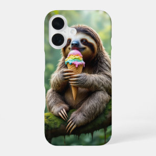 Coque iPhone 16 Fente avec un cône de glace arc-en-ciel