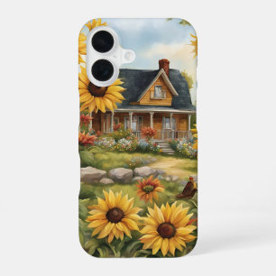 Coque iPhone 16 Ferme de campagne Rêveuse Tournesols Dorés