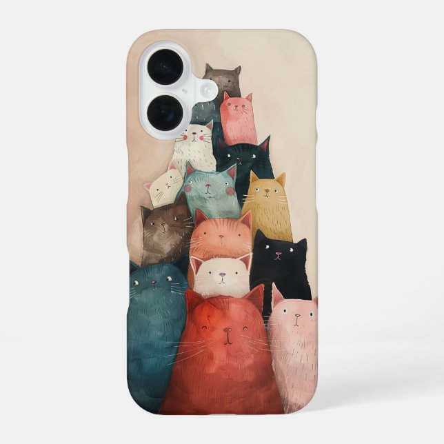 Coque iPhone 16 Fête de chats (Verso)