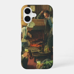 Coque iPhone 16 Fête de famille vintage, cuisson de steaks et bois