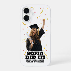 Coque iPhone 16 Fête de remise de diplômes personnalisée et amusan