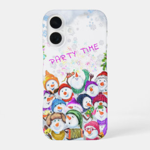 Coque iPhone 16 Fête des Bonhommes de Neige de Noël