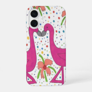 Coque iPhone 16 Fête du flamant floral
