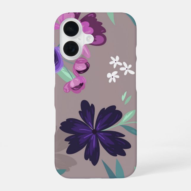 Coque iPhone 16 Feuillage peint à la main de belle qualité (Verso)