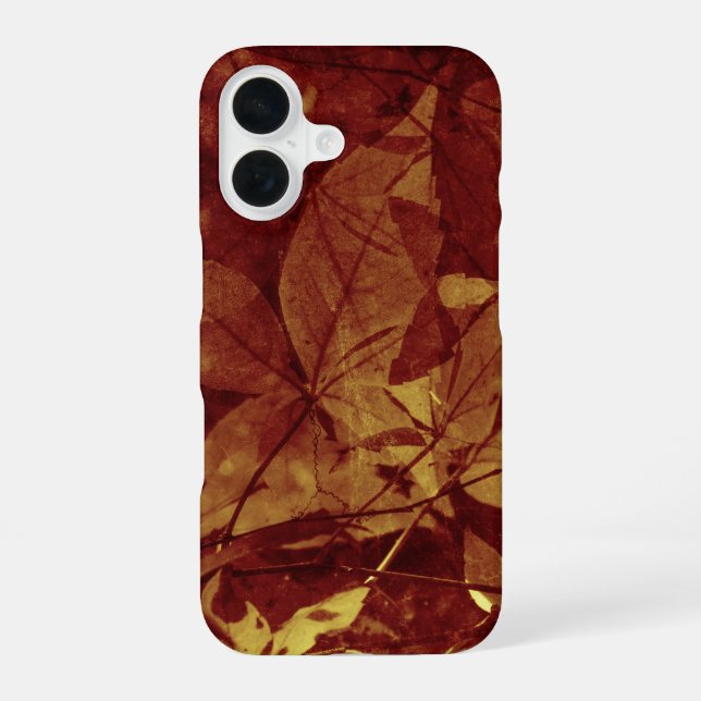 Coque iPhone 16 Feuilles d'automne Tons ocres abstraits (Verso)
