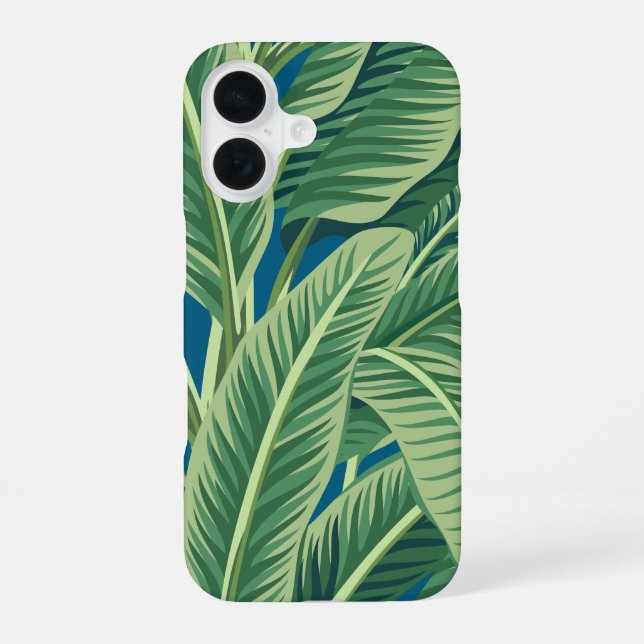Coque iPhone 16 Feuilles de bananes tropicales vertes (Verso)