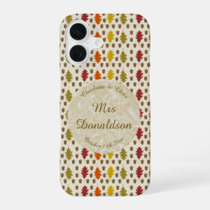 Coque iPhone 16 Feuilles de chêne et glands tombent Mariage automn