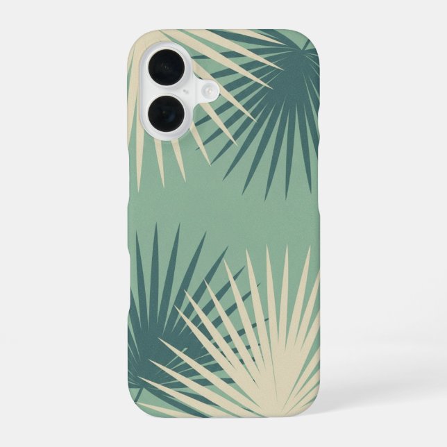 Coque iPhone 16 Feuilles de palmier vintage (Verso)