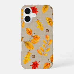 Coque iPhone 16 feuilles et glands